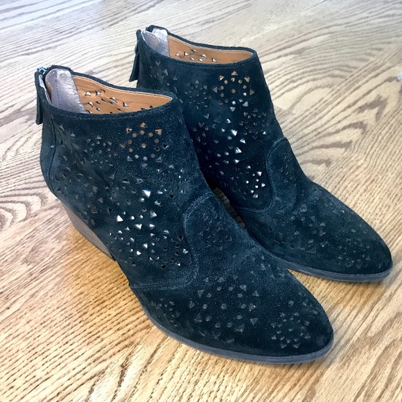 FRANCO SARTO Black Ashlee Suede Laser Cut Booties—SZ. 8.5 - Picture 3 of 8
